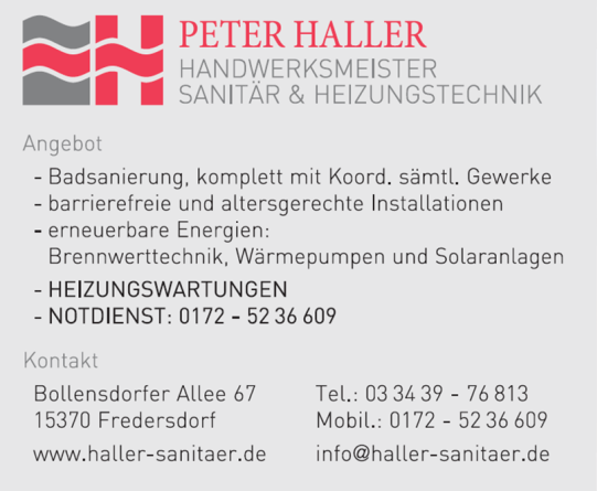 Peter Haller Handwerksmeister Sanitär & Heizungstechnik